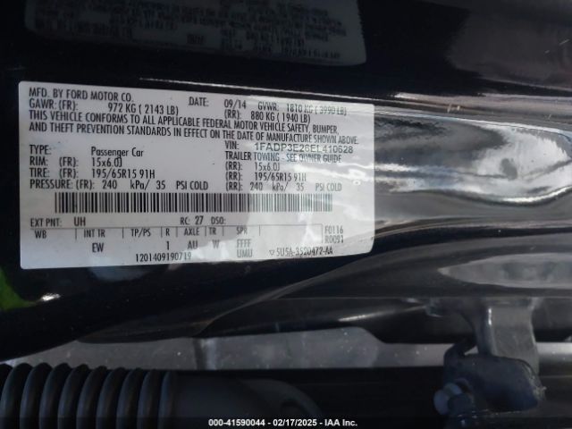 1FADP3E26EL410628 Ford FOCUS S