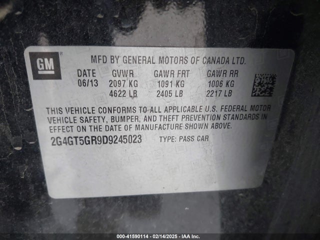 2013 Buick Regal Premium 2 მანქანა იყიდება აუქციონზე, vin: 2G4GT5GR9D9245023, აუქციონის ნომერი: 41590114