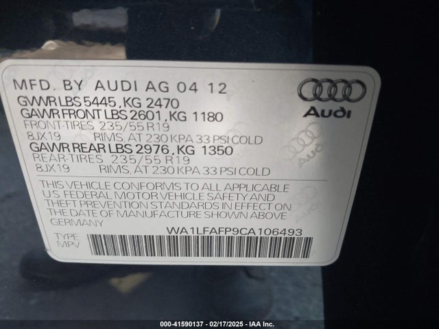 2012 AUDI Q5 WA1LFAFP9CA106493 Photo 8