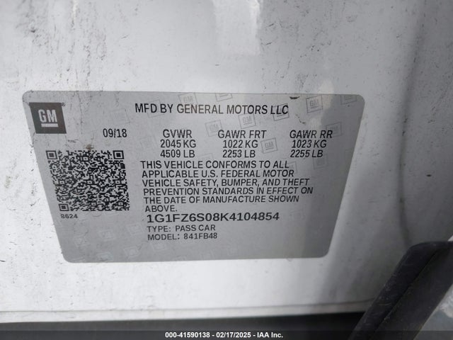 1G1FZ6S08K4104854 Chevrolet Bolt Ev Premier