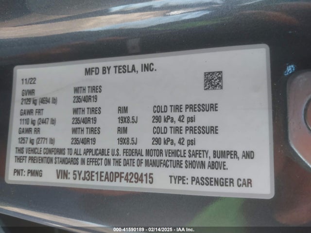 2023 TESLA MODEL 3 5YJ3E1EA0PF429415 Photo 8