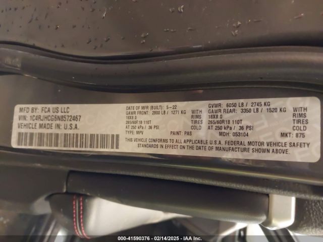 1C4RJHCG6N8572467 Jeep Grand Cherokee Trailhawk 4x4