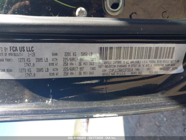1C4PJLCB6KD373310 Jeep Cherokee Latitude Fwd