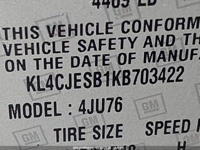 KL4CJESB1KB703422 Buick Encore Awd Preferred