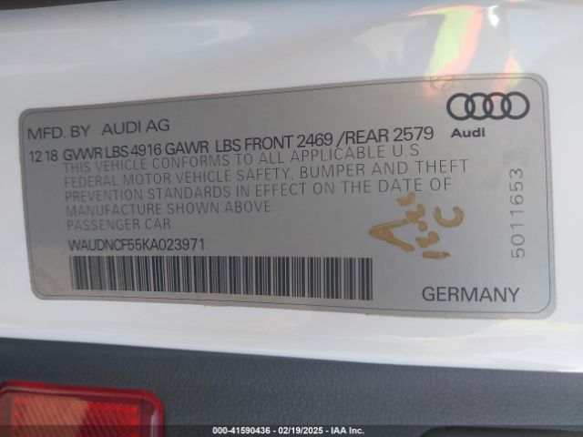 WAUDNCF55KA023971 Audi A5 45 Premium