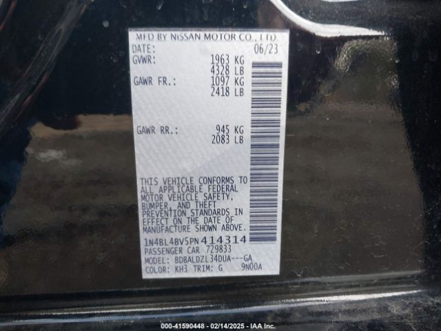 1N4BL4BV5PN414314 Nissan Altima S Fwd