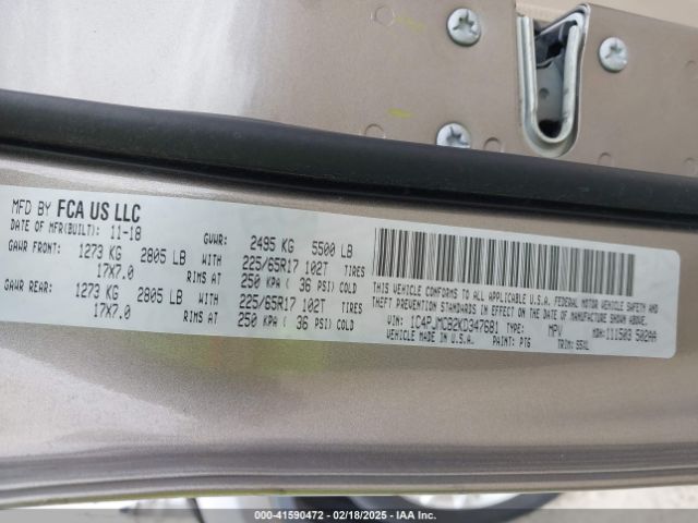 1C4PJMCB2KD347681 Jeep Cherokee Latitude 4x4