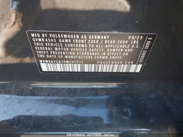 WVW8A7CD7PW207273 Volkswagen Golf Gti 2.0t 40th Anniversary Edition
