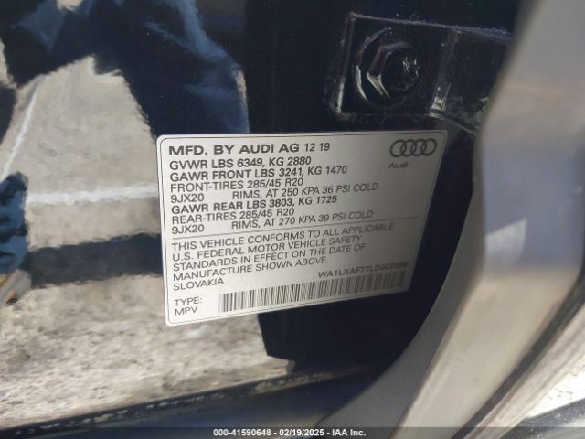 WA1LXAF77LD002886 Audi Q7 Premium Plus 55 Tfsi Quattro Tiptronic