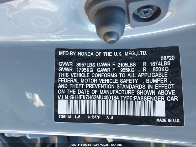 SHHFK7H62MU400184 Honda CIVIC EX