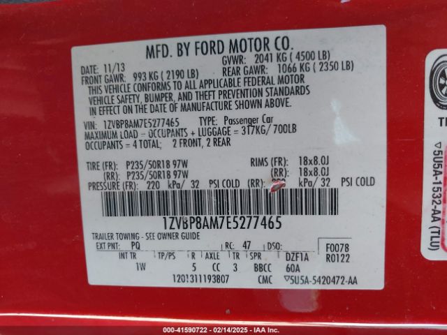 1ZVBP8AM7E5277465 Ford Mustang V6