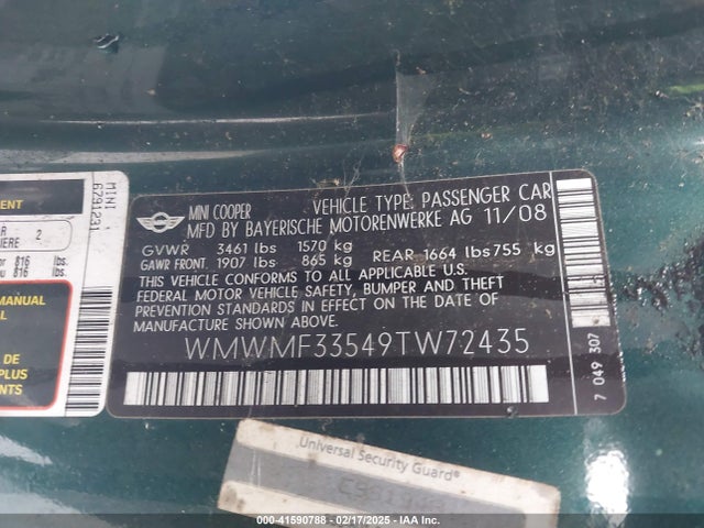 2009 MINI COOPER WMWMF33549TW72435 Photo 8