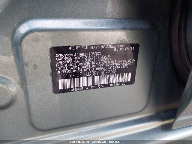 JF1GJAG67EH022748 Subaru Impreza 2.0i Limited