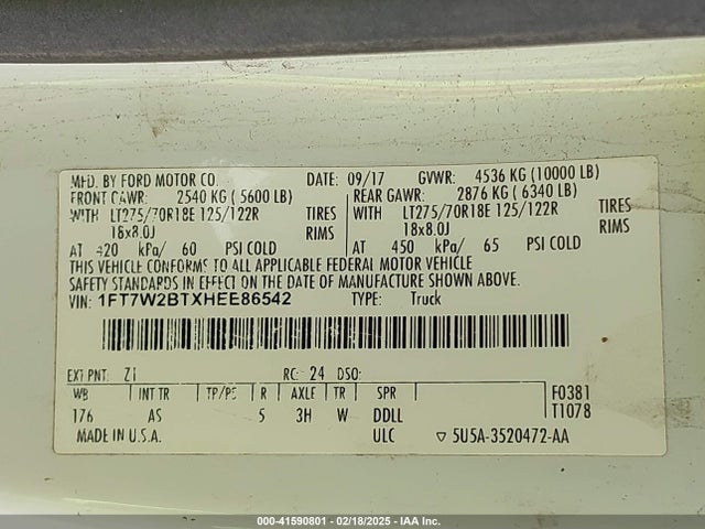Ford F-250 Xl 2017 1FT7W2BTXHEE86542 Image 9