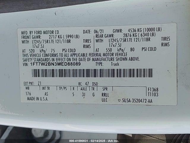 Ford F-250 Xl 2021 1FT7W2BN3MED88089 Image 9