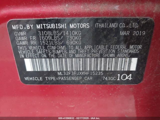 2019 MITSUBISHI MIRAGE G4 ML32F3FJXKHF15235 Photo 8