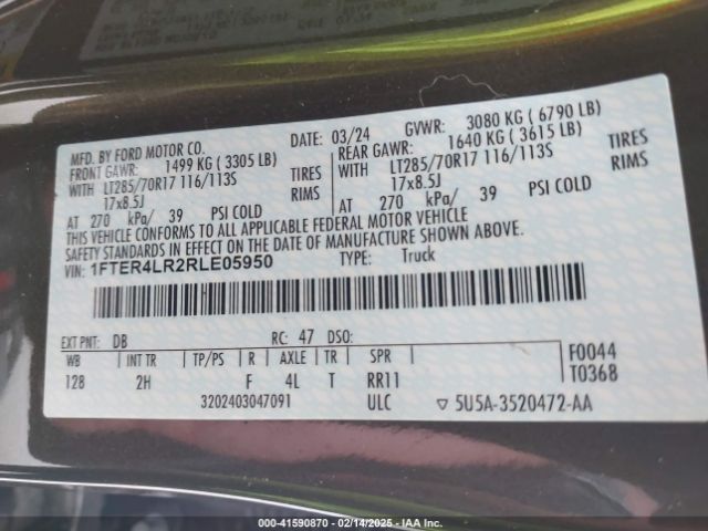 1FTER4LR2RLE05950 Ford Ranger Raptor