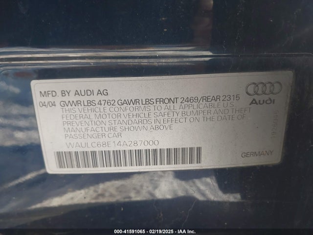 2004 AUDI A4 WAULC68E14A287000 Photo 8