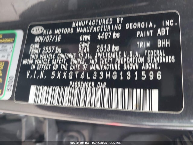 5XXGT4L33HG131596 KIA Optima Lx