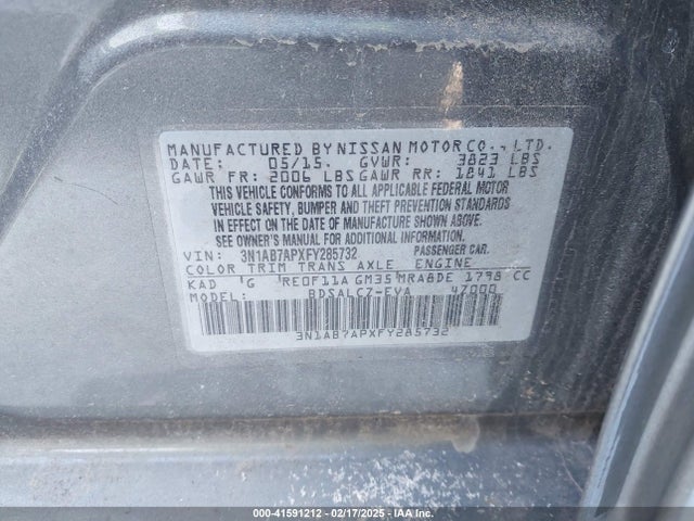 3N1AB7APXFY285732 Nissan SENTRA S