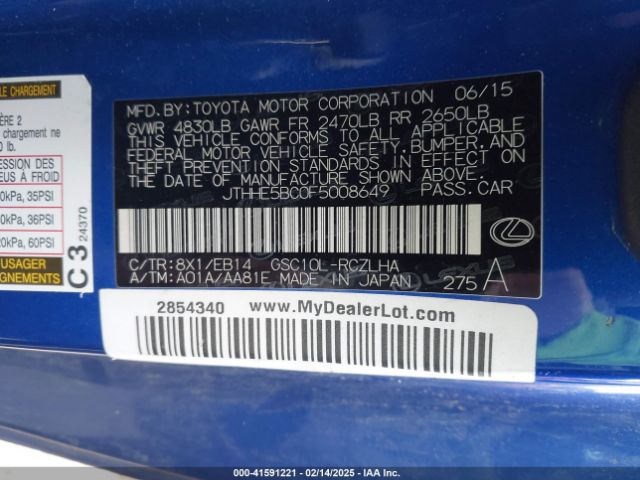 2015 LEXUS RC 350 JTHHE5BC0F5008649 Photo 8