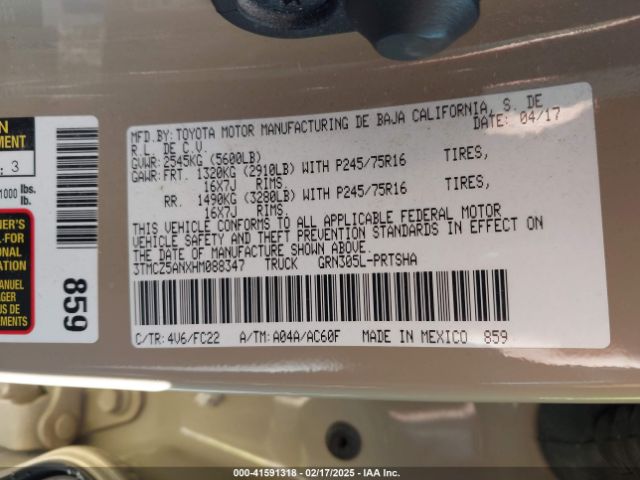 3TMCZ5ANXHM088347 Toyota Tacoma Sr5 V6