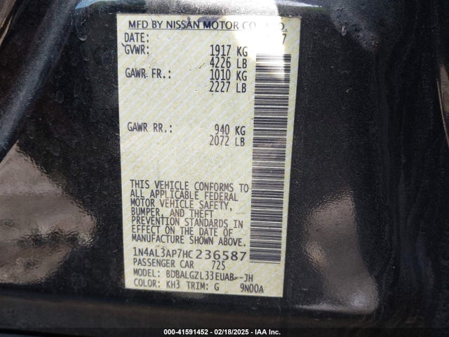 1N4AL3AP7HC236587 Nissan Altima 2.5 S