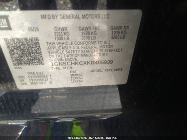 1GNSCHKCXKR405939 Chevrolet Suburban Lt