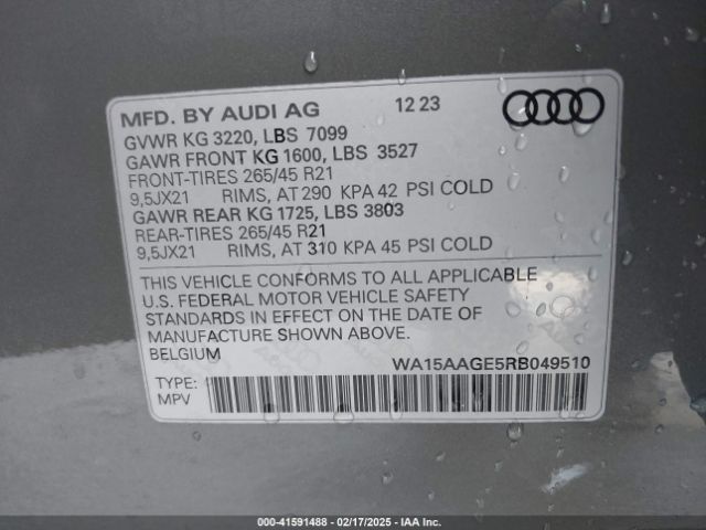WA15AAGE5RB049510 Audi Q8 E-tron Premium Plus Quattro