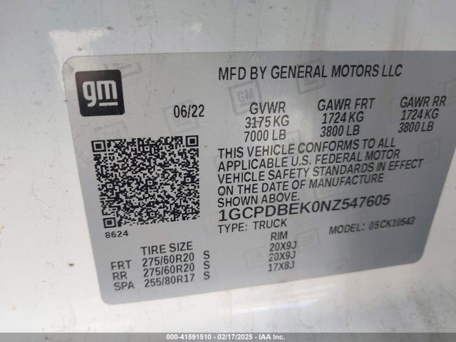 1GCPDBEK0NZ547605 Chevrolet Silverado 1500 4wd  Short Bed Custom