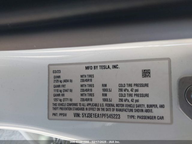 2023 TESLA MODEL 3 5YJ3E1EA1PF545223 Photo 8