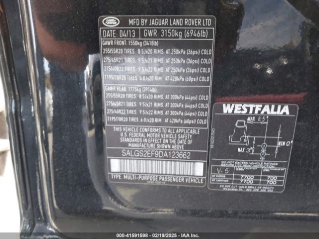 2013 LAND ROVER RANGE ROVER SALGS2EF9DA123662 Photo 8