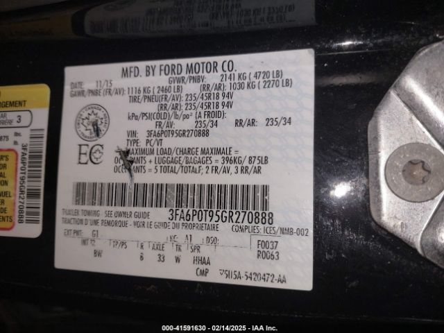 3FA6P0T95GR270888 Ford FUSION SE