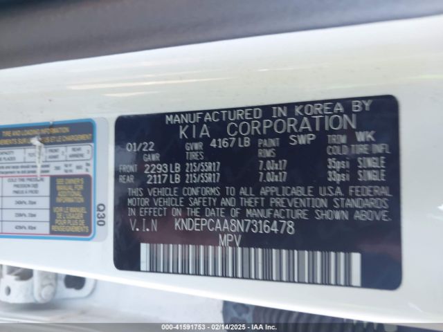 KNDEPCAA8N7316478 KIA Seltos Lx