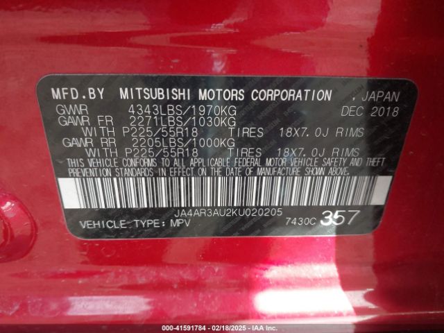 2019 MITSUBISHI OUTLANDER SPORT JA4AR3AU2KU020205 Photo 8