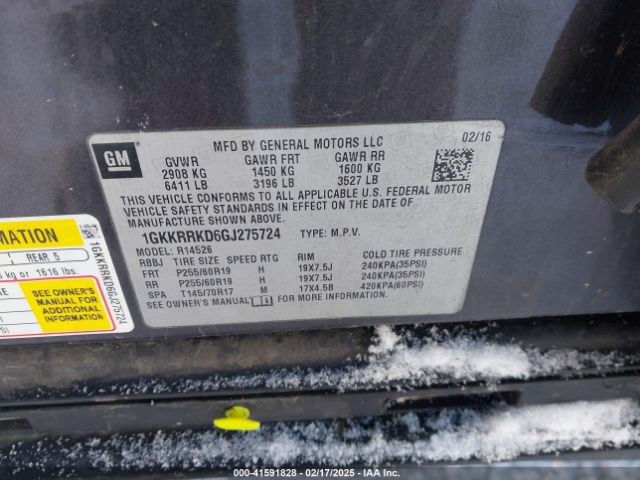 1GKKRRKD6GJ275724 GMC Acadia Slt-1