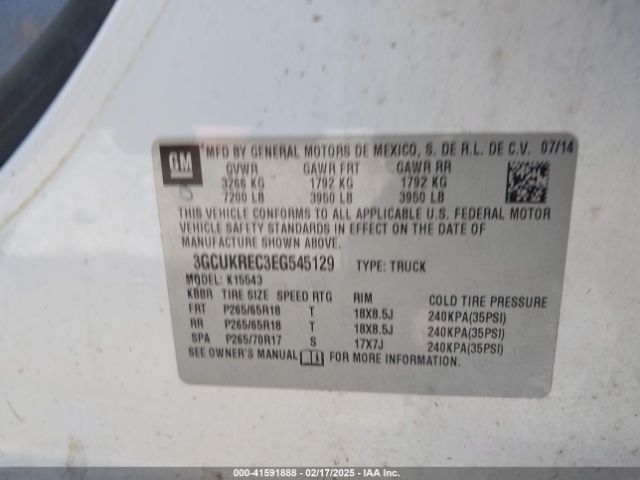 3GCUKREC3EG545129 Chevrolet Silverado 1500 1lt