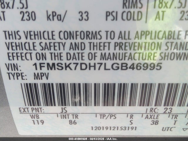 Ford 2020 2020 1FMSK7DH7LGB46995 Image 9