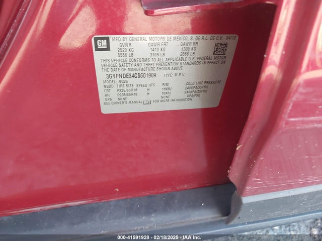 2012 CADILLAC SRX 3GYFNDE34CS601909 Photo 8