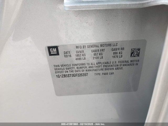 1G1ZB5ST0GF226397 Chevrolet MALIBU LS