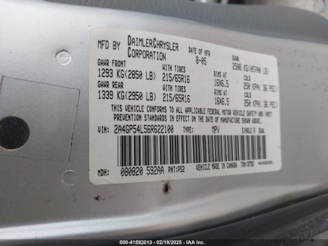 2006 CHRYSLER TOWN & COUNTRY 2A4GP54L56R622100 Photo 8