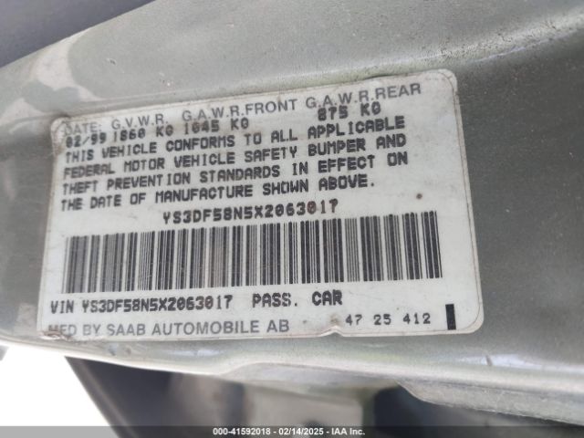 1999 SAAB 9-3 YS3DF58N5X2063017 Photo 8