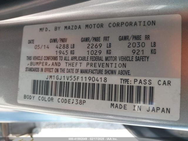 JM1GJ1V55F1190418 Mazda Mazda6 I Touring