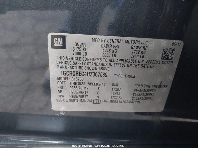 1GCRCREC4HZ367089 Chevrolet l83 - sidi: spark ignited direct injection, vvt: variable valve timing, afm, e85 max, alum