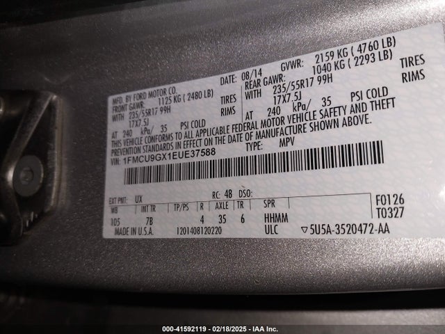 Ford ESCAPE SE 2014 1FMCU9GX1EUE37588 Image 9