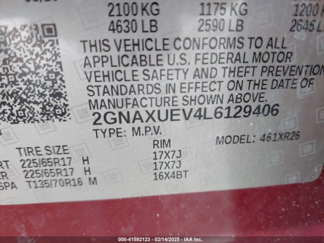 2GNAXUEV4L6129406 Chevrolet Equinox Awd Lt 1.5l Turbo