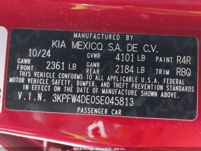 3KPFW4DE0SE045813 KIA K4 Gt-line