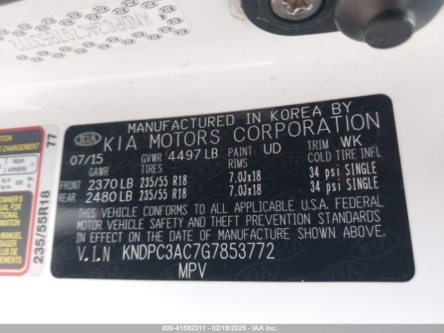 KNDPC3AC7G7853772 KIA Sportage Ex