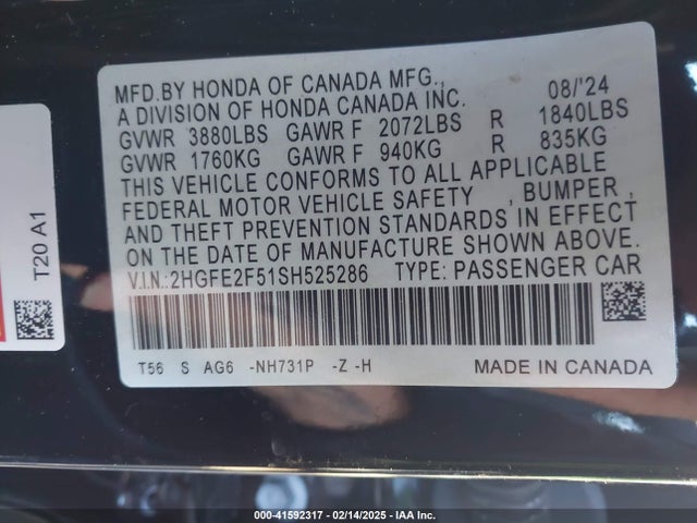 2HGFE2F51SH525286 Honda Civic Sport