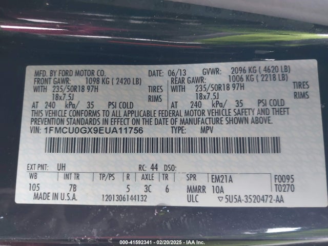 1FMCU0GX9EUA11756 Ford ESCAPE SE